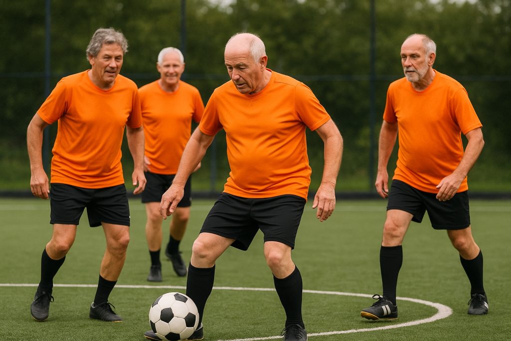 mannen die Walking football spelen bij de KNVB